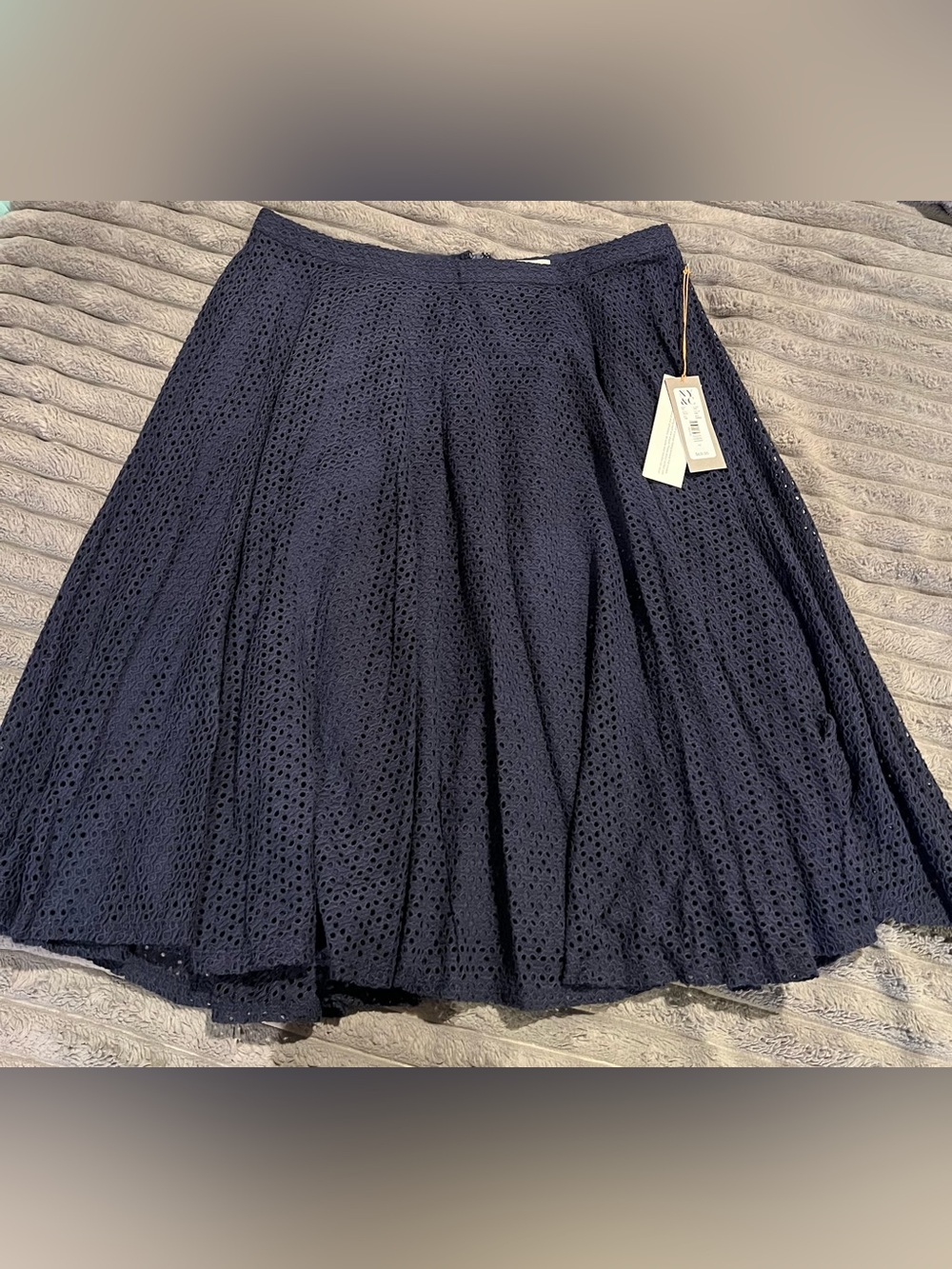 NY&C EVA MENDES NAVY BLUE MIDI FULL SKIRT LINED EYELET NEW TAGS SIZE 14